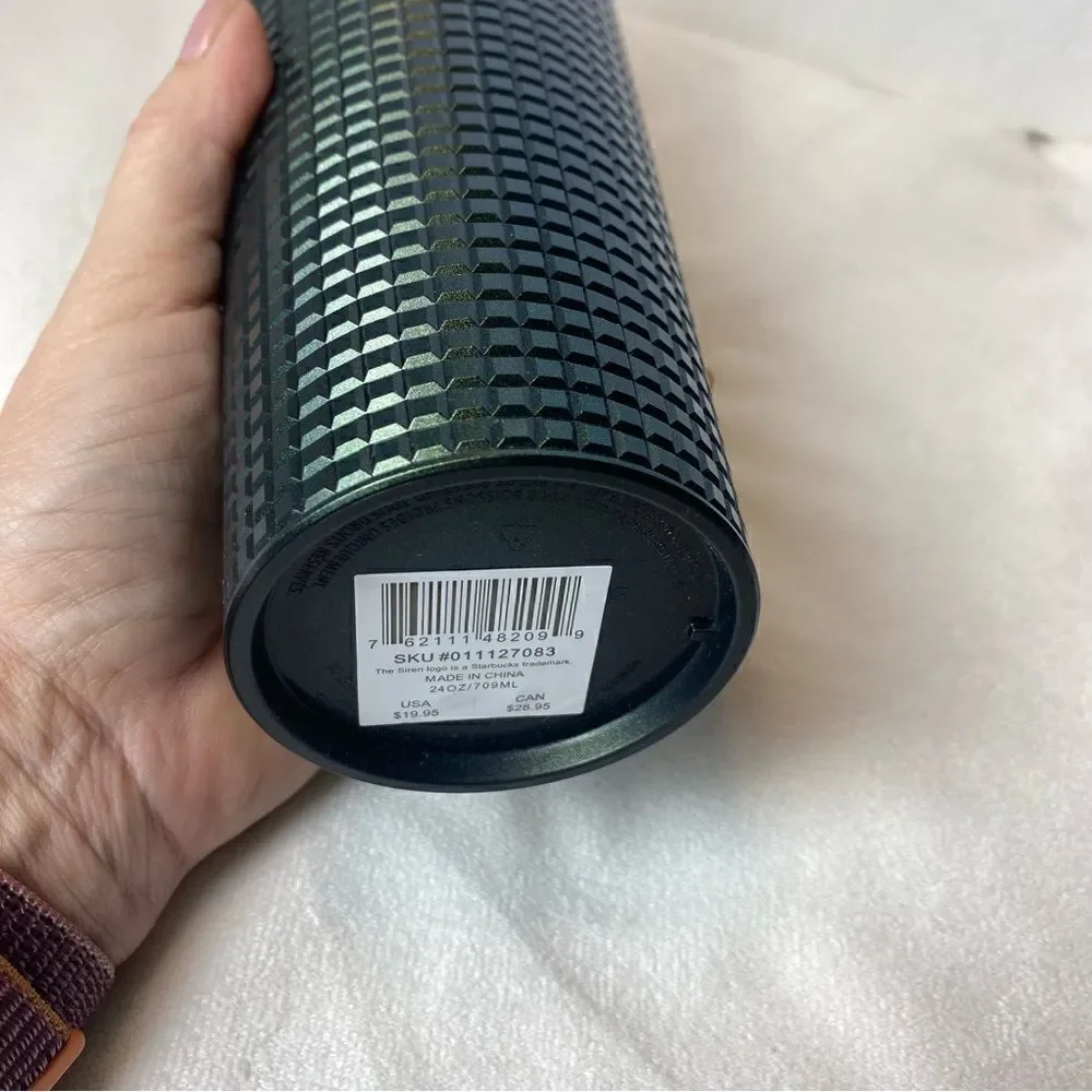 Starbucks Green Metallic Grid Holiday 2021 New W/Tags Tumbler